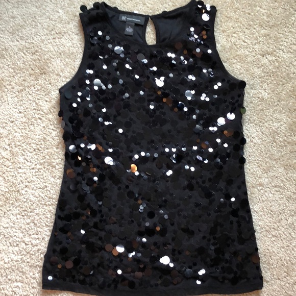 INC International Concepts Tops - New I.N.C Black tank top sleeveless shirt size medium sequin blouse